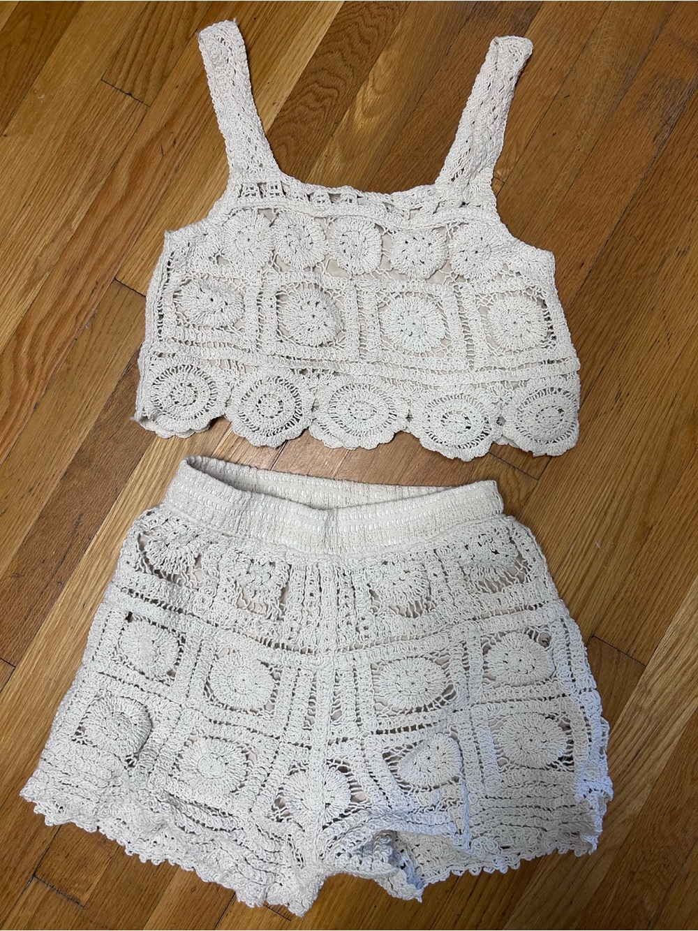 Crochet Cream Shorts - Brand